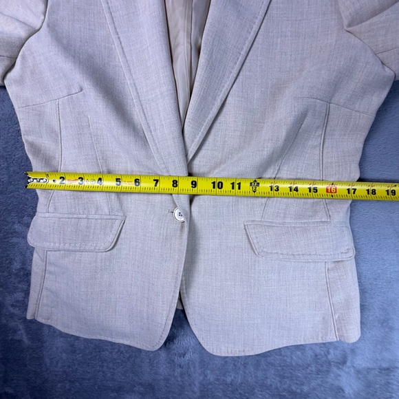 Calvin Klein Blazer Women's 12P Beige Single-Button Notch Stretch Suit Jacket - Picture 13 of 16